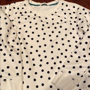 Boden white and black velvet dot sweatshirt